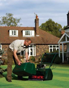 allett mower in garden